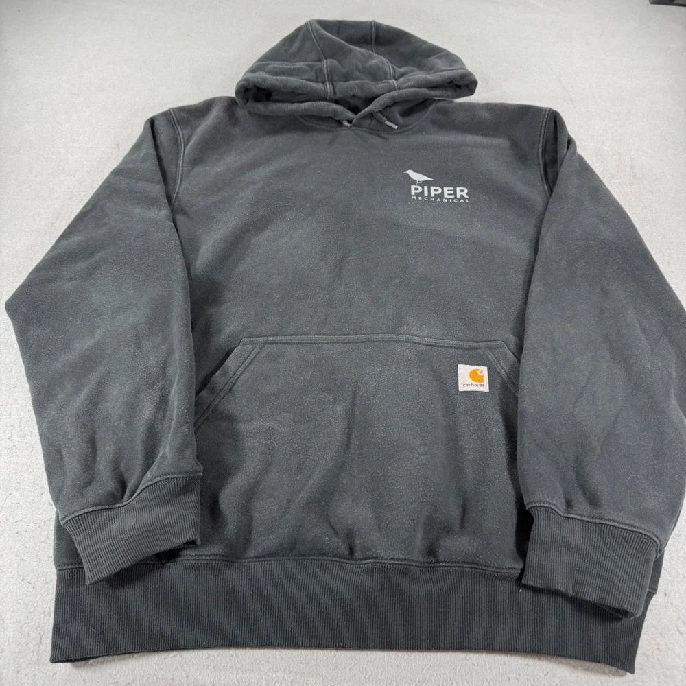 Carhartt Rain Defender Hoodie Mens Large Black Loose Fit Workwear Sweatshirt
